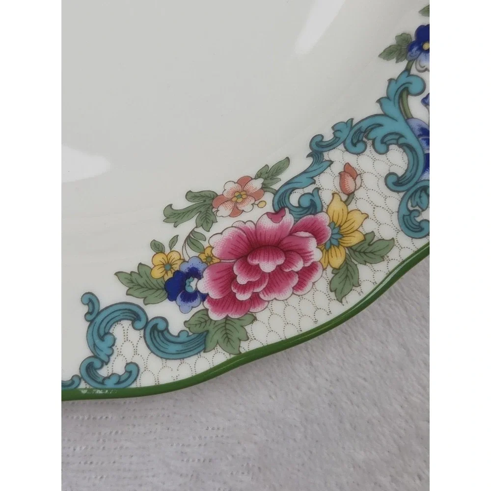 4 Royal Doulton Floradora Green Salad Plates Floral Scalloped England Fine China
